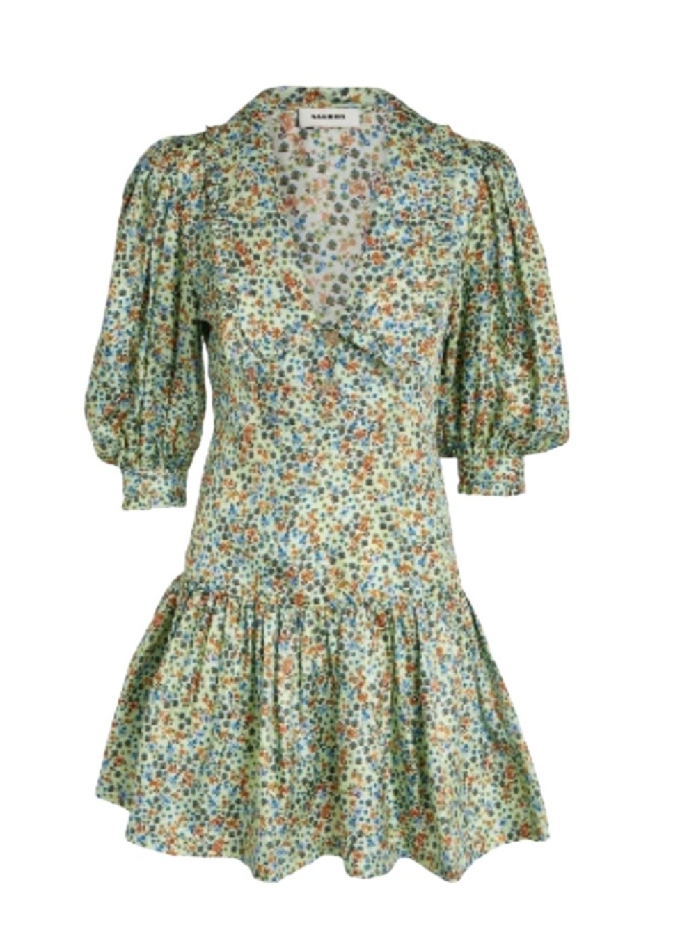 Sandro Eilat Floral-Print Silk Mini Dress - Green/Blue/White Size 34 US2 NWT - Picture 2 of 15